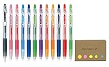 Pilot Juice 038 Retractable Gel Ink Pen, Ultra Fine Point, 0.38mm, 12 Color Ink, Sticky Notes Value Set
