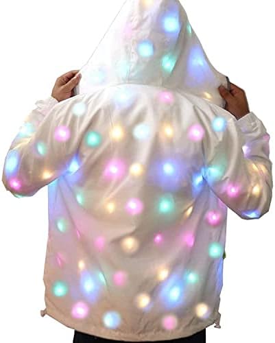 Unisex Light Up LED Hoodie Jacket American Sizes Adult Kids Clothing Apparel Outfit Dance Club Rave Glow - Men S / Women L