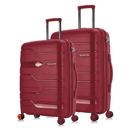 Image of Nasher Miles Paris Hard-Sided Polypropylene Luggage Set of 2 | 65cm & 75cm | 8 Wheels Medium & Large Trolley Bag for Travel | Suitcase (Maroon)