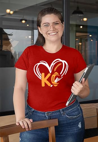 Women Plus Size Football Shirts Game Day T Shirt Casual Football Mom Tees Short Sleeve Novelty Tops(2-5X)4