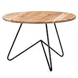 ELEGANT & ANPASSUNGSFÄHIG ✔ Holz und Metall als Materialien sind zeitlos und geschmackvoll zugleich. Dieser attraktive Couchtisch in runder Form setzt diesen Materialmix gekonnt um und kommt somit nie aus der Mode. Akazienholz bildet hier die Basis für einen einzigartigen Tisch, der viele Blicke auf sich ziehen wird!