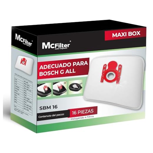 McFilter | 16 bolsas de polvo compatibles con Bosch Serie 2 Serie 4 Serie 6 Serie 8, BBZ16FGALL Tipo G ALL, adecuado para BGL8XHYG, BGD38RD1H, BGDS2CHAMP GL-20 30 alergia MoveOn Mini