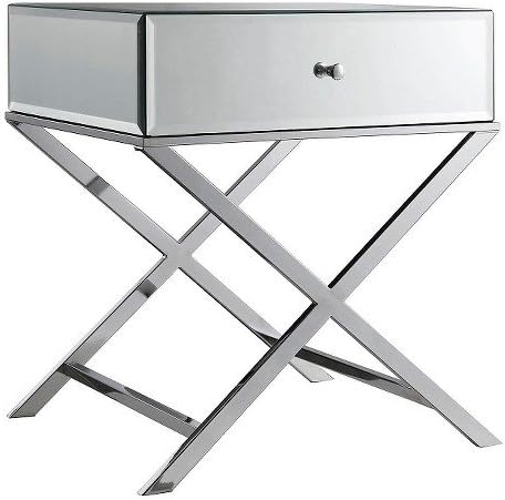 Homelegance Whitney Mirrored Campaign Accent Table - Chrome