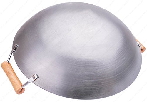Wok de acero al carbono 16 pulgadas con mango de madera miniatura 2