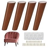 GOSCHE 8 Inch Wood Furniture Legs Round Solid Wooden Chair Legs Set of 4, Mid Century Modern Replace