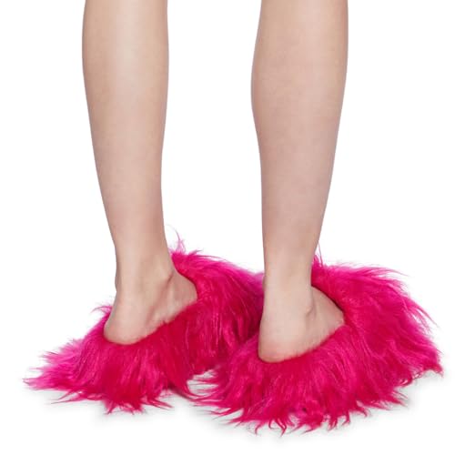 Dolls Kill Case Of The Grumpies Fuzzy Slides by Delia's - Faux Fur Slip-On With Rubber Soles, Perfect for Your Comfort2