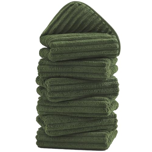 Image of 6 Pack Microfiber Hand Towels Set, 16 x 30 Inches, Ultra Soft & Highly Absorbent, Quick Dry Towels for Bathroom with Hanging Loop, Gym, Hotel and Spa(Olive Green)