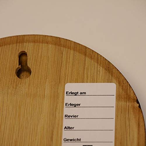 GTK - Geweihe & Trophäen KRUMHOLZ 3 x Keilerschilder Keilerbrett Gewaffbrett Trophäenschild rund dunkel AF 13 cm mit 6 Stück Aluminium Eichenlaub Deckblatt