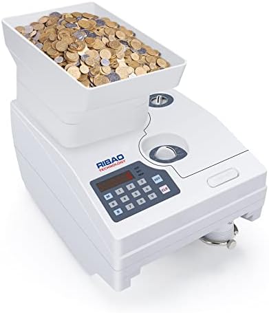 Ribao HCS-3300 High Speed Coin Counter, Heavy Duty Bank Grade Coin Sorter with Large Hopper, Two-Year Warranty