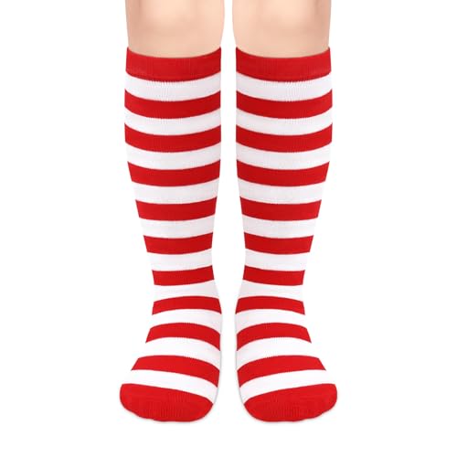 Sarfel Toddler Christmas Socks Kids Christmas Socks Toddler Halloween Sock Red and White Striped Sock Girls Christmas Stockings