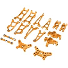 RC car Components Compatible with MJX for Hyper Go 14211 1/14 RC Short Course Car Upgrade Parts 6061 Aluminum Arm Butterfly Frame Steering Cup SetYellow