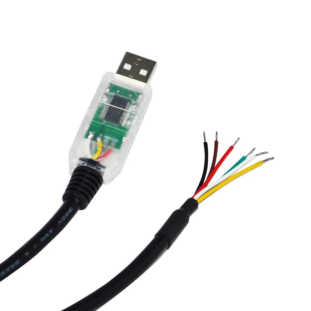 KUIQEO FENG GUO FT232RL USB to RS485 6 CORE 6P WE Converter Serial Communication Cable Compatible USB-RS485-WE-1800-BT GND Data A+ B- 120R(1.8M,Transparent USB Case)