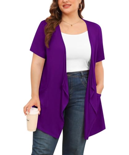 Image of TIANZHU Plus Size Cardigan for Women Lightweight Short Sleeve Summer Dressy Light Cardigan
