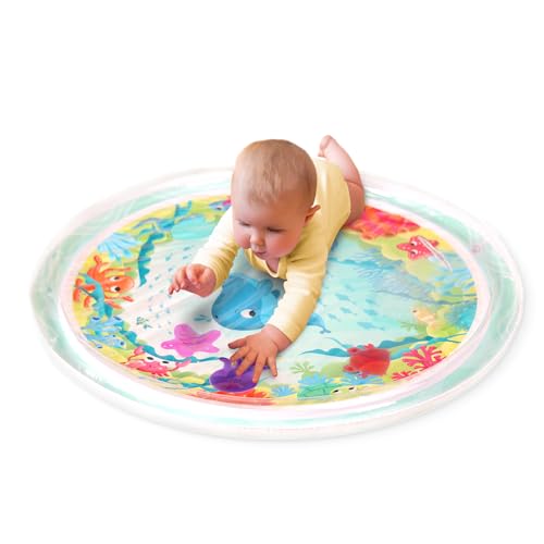 B. Baby Inflatable Tummy Time Mat 6 Removable Sea Animals Water Activity Mat for Babies Easy to Clean - 6 Months + Wonder Waves