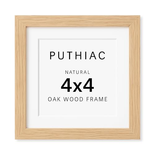 4x4 Oak Wood Picture Frame - 4"x4" Photo Frame, 4x4 Picture Frame Wood, Natural Solid Wooden Picture Frames for Wall Art Photo and Prints(1 Pack, Beige)