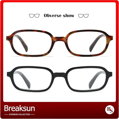 Image of Breaksun Retro Rectangle Glasses for Women Men Small Square Blue Light Blocking Glasses Vintage Eyeglasses