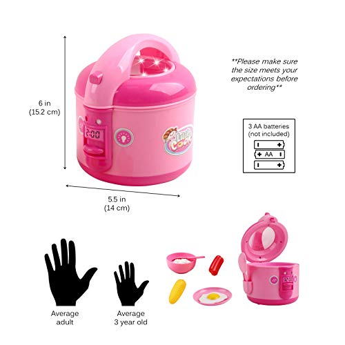 Vokodo Kids Rice Cooker Compact Size Kitchen Playset With Food Pieces Pretend Play Chef Appliances Early Learning Preschool Cooking Toy Battery Operated Great Gift For Children Boys Girls Toddlers #TOP4