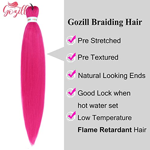 Rose Pink Braiding Hair Pre Stretched Box Braid Hair Extension 26 Inch (Pack Of 3) #TOP1
