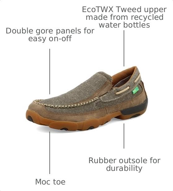Image of Twisted X Mens Slip on Driving Moc Shoe with Cellstretch | Casual Shoes