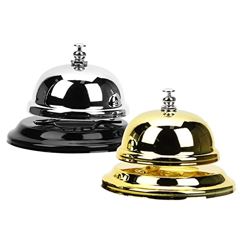 Gatuida 2 Piezas Timbre de Mesa de Metal Juego de y Hotel Campana de Servicio Llamador para Atención Rápida para Bares Sonido y