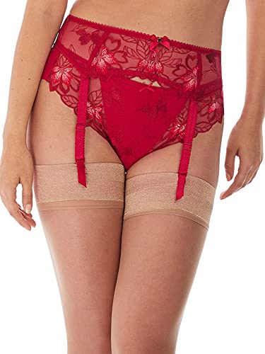 Preisvergleich Produktbild Fantasie Damen Leona Strapsgürtel aus Spitze Strumpfband, rot, Medium
