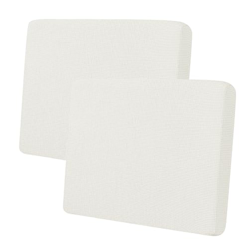 Image of Easy-Going Stretch 2 Pieces Couch Cushion Cover for Sofa Seat | Individual Furniture Protector Sofa slipcover for 2 Cushion Couch Washable Soft with Elastic Bottom Cream