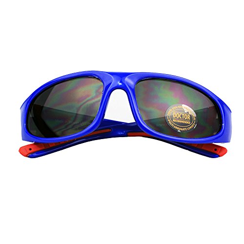 Bolt Sunglasses for Kid, Youth - 100% UVA UVB Protection, Polycarbonate Lenses, Unbreakable, Wrap Around Frames (Youth 7+, Navy/Red)2