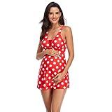 Women's Floral Printed Tankini Suit Loose Pregnancy Bikini Beachwear High Waist Maternity Swimwear (