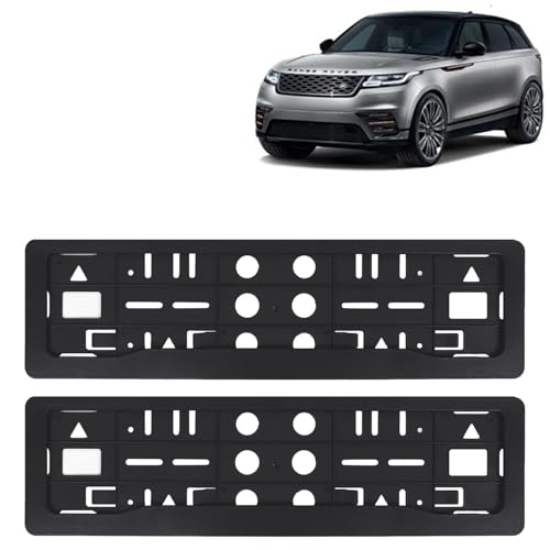 Image of KINGSWAY Range Rover Car Number Plate Frames for All 2020 Onwards Models of Land Rover Car Registration Plate Holders, Black Licence Plate Covers (Front and Rear), Universal Size 51.5 x 14.5 cm