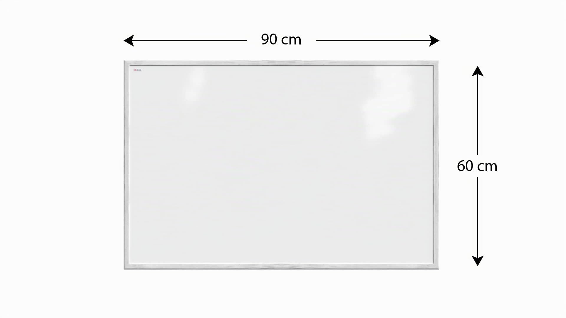 ALLboards Whiteboard mit weißem Rahmen 90x60cm Magnettafel Weiß Magnetisch, Trocken Abwischbar