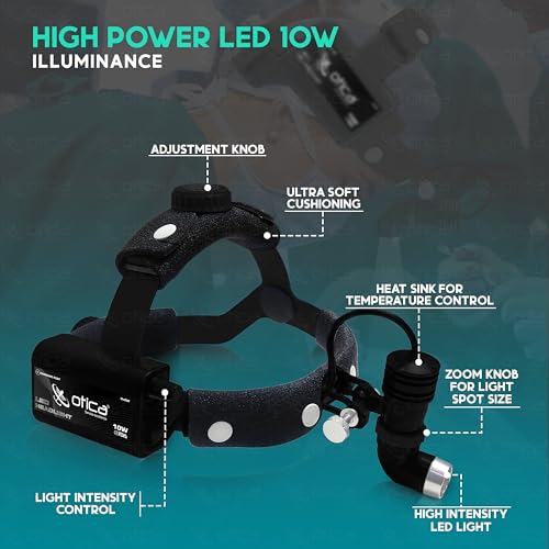 Image of OTICA 10 Watt ENT Surgical LED Headlight for Doctors Hospital and Multi Purpose (Adjustable Focus of Light)
