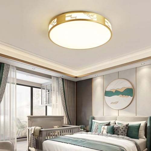 Plafonnier LED tout cuivre lampe de plafond style chinois variateur