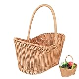 Healifty Korban mit Henkel aus Imitationsrattan Tragbarer Aufbewahrungskorb Multifunktionaler Blumenkorb für Snacks und Obst Leichter Robuster Ordnungsbehälter für Haushalt und Picknick