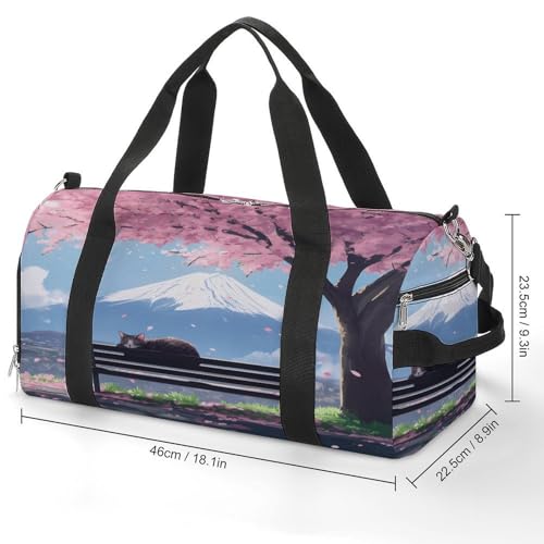 Cherryflowers Mount Fuji Bench Gym Bag Travel Duffle Bags Carry On Tote Weekender Bag Suitable for Men Women2
