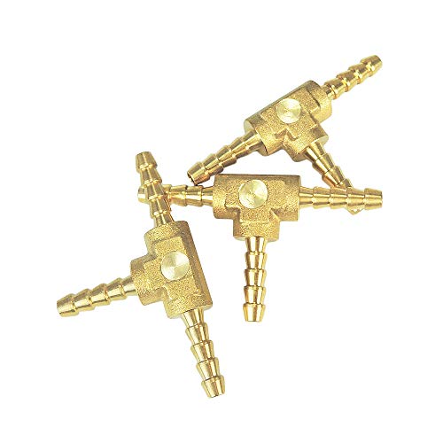 Nigo Industrial Co. 3-Way Tee Brass Hose Fitting, 1/8
