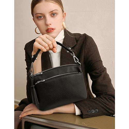 S-ZONE Small Genuine Leather Top Handle Handbags for Women Shoulder Bag Crossbody Purse2