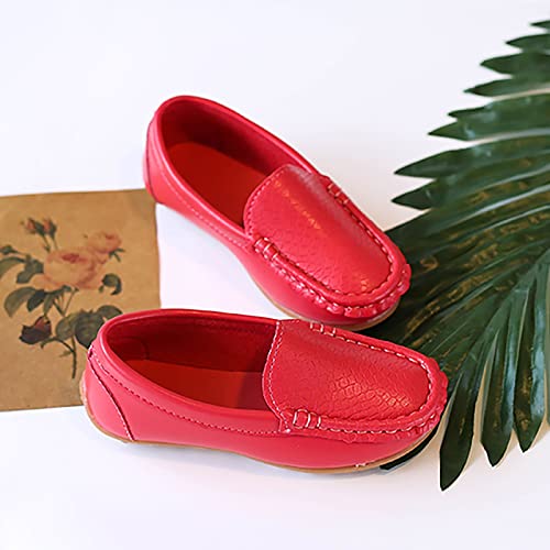 Toddler Little Kid Boys Girls Soft Slip On Loafers Dress Flat Shoes Boat Shoes Casual Infant Shoes Boys (Red, 24)4