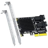GLOTRENDS SF22 2-portowa karta adapter SFF-8643 (Mini-SAS HD) do PCIE 3.0 X4 z funkcją rozgałęzienia PCIe, uchwyt standardowy i niskoprofilowy