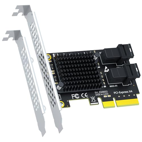 Image of GLOTRENDS SF22 2-Port SFF-8643(Mini-SAS HD) to PCIE 3.0 X4 Adapter Card with PCIe Bifurcation Function, Regular and Low-profible Bracket