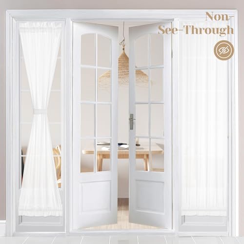 HOMEIDEAS Non-See-Through French Door Curtains Set of 2 for Front Door, Light Filtering Privacy Semi...