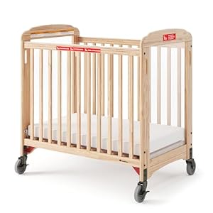 Foundations First Responder Evacuation Fixed-Side Daycare Crib, Natural | Clearview Panels, Includes Evacuation Frame, 4″ Casters, and 3″ Ultradurable Foam Mattress