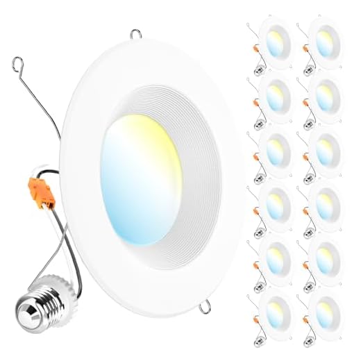 Sunco Lighting 12 Pack 5/6 Inch LED Can Lights Retrofit Recessed Lighting Selectable 2700K/3000K/3500K/4000K/5000K Dimmable, Baffle Trim, 13W=75W, 965 LM, Replacement Conversion Kit, UL Energy Star