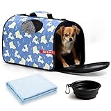 📏 DISEÑADO PARA PERROS PEQUEÑOS Y MEDIANOS – Dimensiones de 52×22×29 cm. El transportín de tela perro se adapta a mascotas de hasta 6-7 kg y cabe cómodamente en la mayoría de espacios.