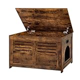DINZI LVJ Litter Box Enclosure, Flip Top Litter Box Furniture, Hidden Cat Washroom, Wooden Cat House, End Table, 31.5" L x 19.7" W x 19.7" H, Good Ventilation, Easy to Assemble, Rustic Brown