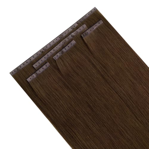Image of Full Shine Butterfly Weft Human Hair Extensions Warm Chestnut Brown 22 Inch | Remy Human Hair, Thin Double Layer, Easy Wear & Remove, 100g 5pcs Natural Volume, Party Look, Beginner Friendly