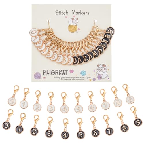 PLIGREAT 20 Pcs Cute Round Numbers Sign Stitch...