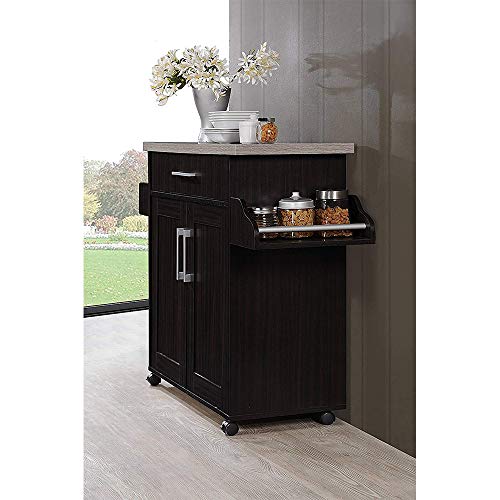 Hodedahkitchenislandwithspiceracktowelrackdrawerchocolatewithgreytop  Urban Country Home Decor Hodedah kitchen island with spice rack towel rack drawer chocolate with grey top  urban country home decor