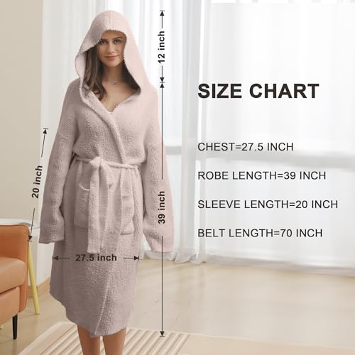Image of Plush Bath Robe for Women Soft Loungewear Indoor Outfit