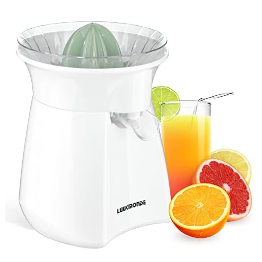 LUUKMONDE Electric Citrus Juicer with Lockable Spout - Electric Lemon Squeezer & Orange Juicer with Powerful Motor - Ideal for Orange, Lemon, Lime, and Grapefruit - D-8016A, White