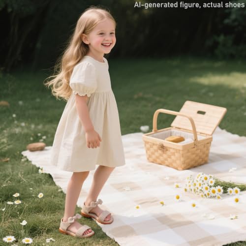 Image of Flaryzone Girls Sandals Open Toe Summer Flats Dress Sandals Shoes Toddler /Little Kid